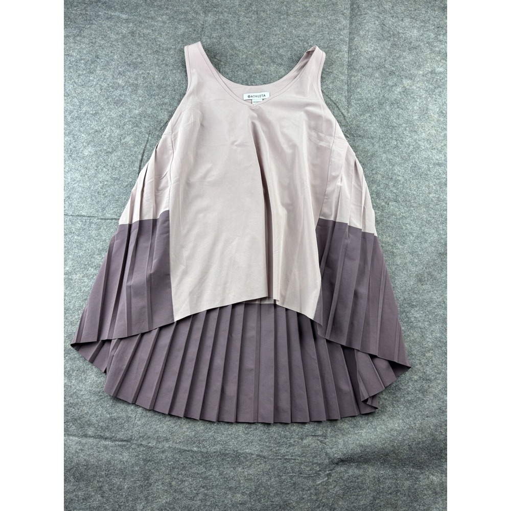 Athleta Pleated Tank Top V-Neck High Low Hem Mauve Purple Racerback XS